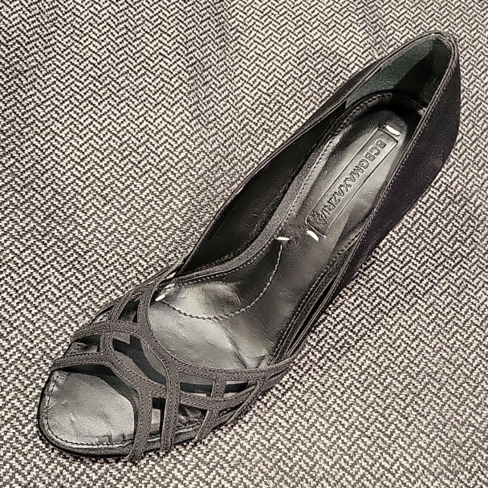 Black BCBG MaxAzria Kacie peep-toe pumps